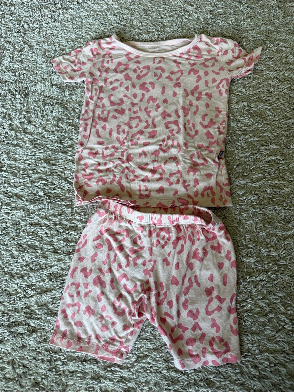 Kyte BABY Pink Leopard-Print Short Sleeve Pajama Set